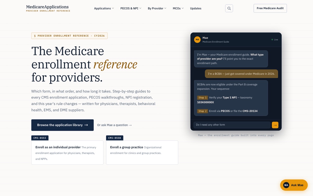 Medicare Applications website