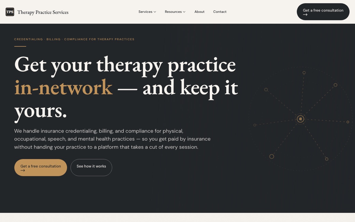 Therapy Practice Services website